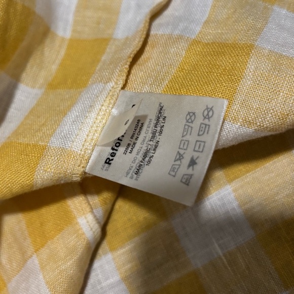 Reformation Nia Linen Midi Dress Open Back Yellow Dandelion Check Gingham - Picture 10 of 13